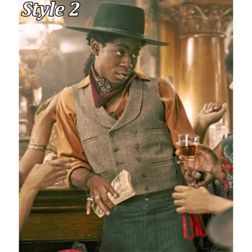 RJ Cyler The Harder They Fall Navy Blue Vest - Image 4
