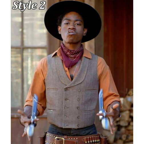 RJ Cyler The Harder They Fall Navy Blue Vest - Image 2