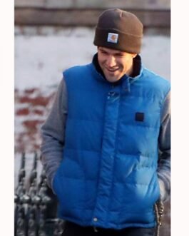 The Hating Game Austin Stowell Puffer Blue Vest