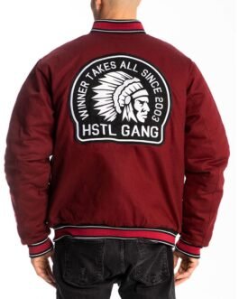 The Hustle Gang Winner Takes All Satin Burgundy Jacket