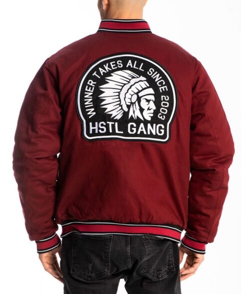 The Hustle Gang Winner Takes All Satin Burgundy Jacket - Image 2