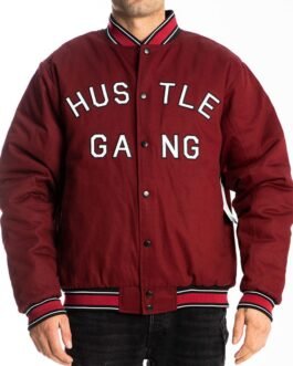 The Hustle Gang Winner Takes All Satin Burgundy Jacket