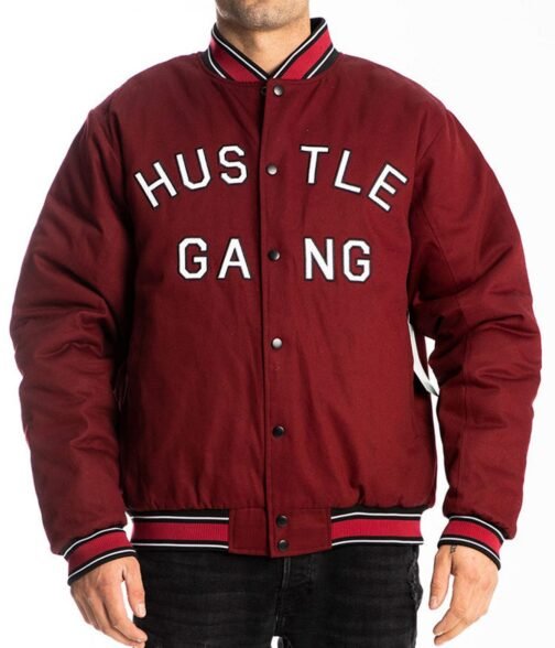 The Hustle Gang Winner Takes All Satin Burgundy Jacket