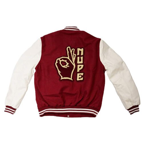 The Kappa Alpha Psi Nupe Varsity Maroon and White Jacket - Image 7