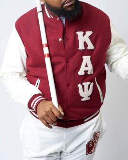 The Kappa Alpha Psi Nupe Varsity Maroon and White Jacket