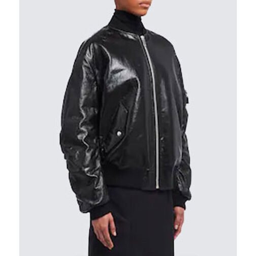 Kim Kardashian The Kardashians Black Bomber Leather Jacket - Image 9
