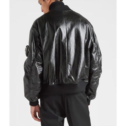Kim Kardashian The Kardashians Black Bomber Leather Jacket - Image 3