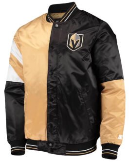 Vegas Golden Knights The Leader Black/Gold Varsity Satin Jacket