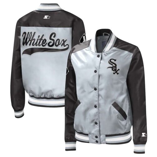 Chicago White Sox The Legend Silver/Black Satin Jacket - Image 3