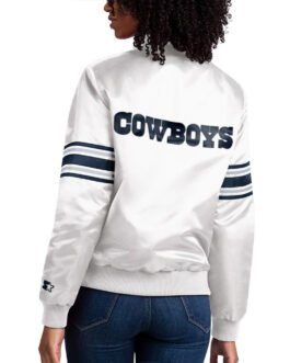 White The Line Up Dallas Cowboys Satin Jacket