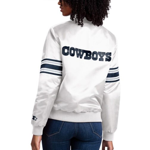 White The Line Up Dallas Cowboys Satin Jacket - Image 2