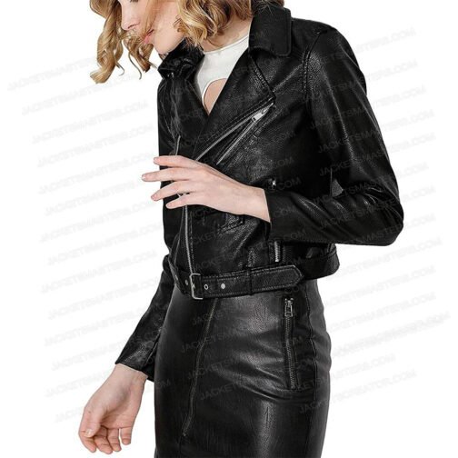 Christina Ricci The Matrix 4 Biker Leather Jacket - Image 3