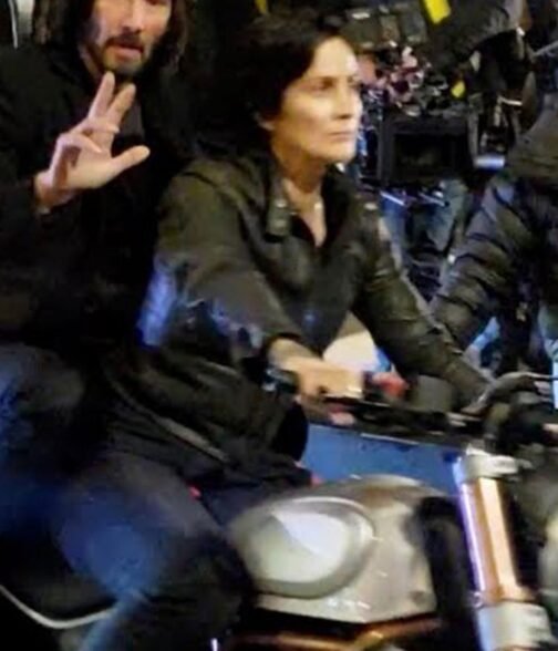 The Matrix 4 Carrie-Anne Moss Motorcycle Leather Jacket - Image 6