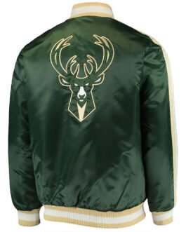 The Offensive Milwaukee Bucks Varsity Green Satin Jacket