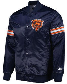 Navy Chicago Bears The Pick and Roll Satin Jacket