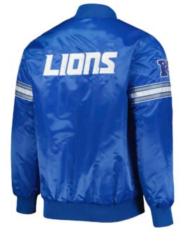 The Pick and Roll Detroit Lions Blue Full-Snap Satin Jacket