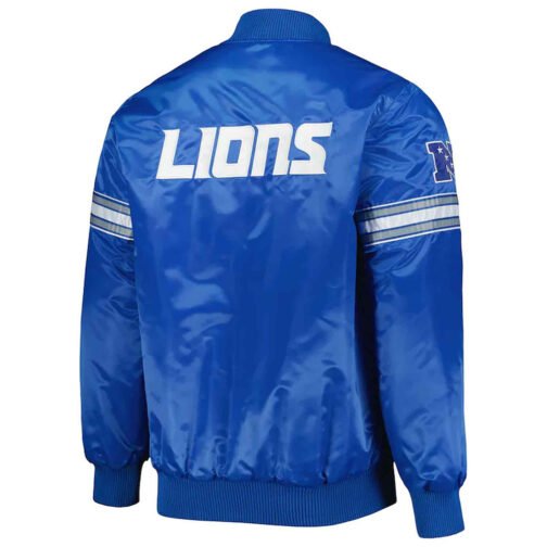 The Pick and Roll Detroit Lions Blue Full-Snap Satin Jacket - Image 2