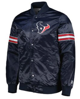 Houston Texans The Pick and Roll Navy Blue Satin Jacket