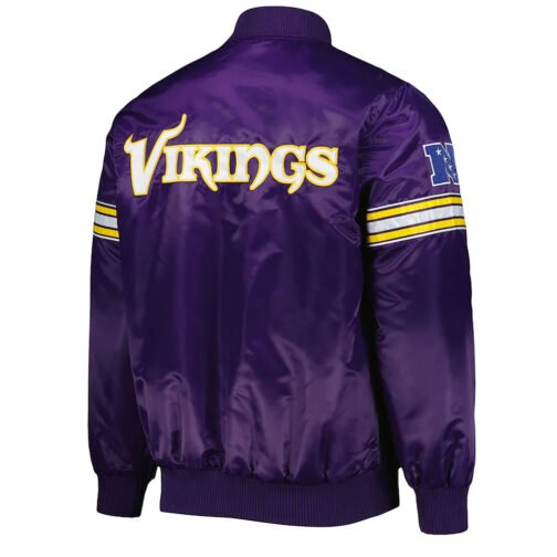 The Pick and Roll Minnesota Vikings Purple Satin Jacket - Image 2