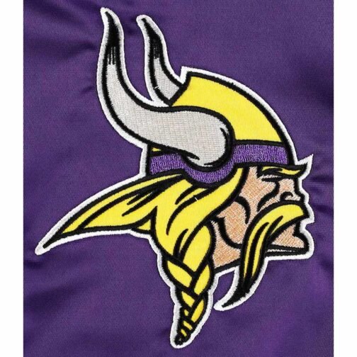 The Pick and Roll Minnesota Vikings Purple Satin Jacket - Image 4