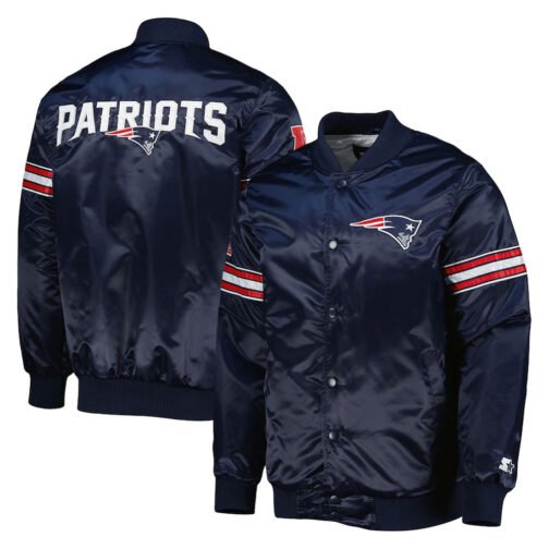 The Pick and Roll New England Patriots Navy Blue Satin Jacket - Image 3