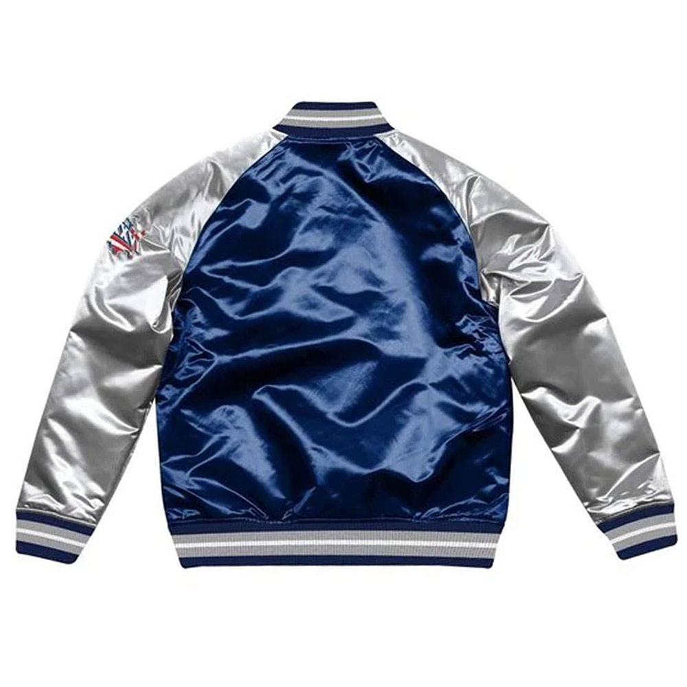 The Pick and Roll New England Patriots Navy Blue Satin Jacket - Image 2