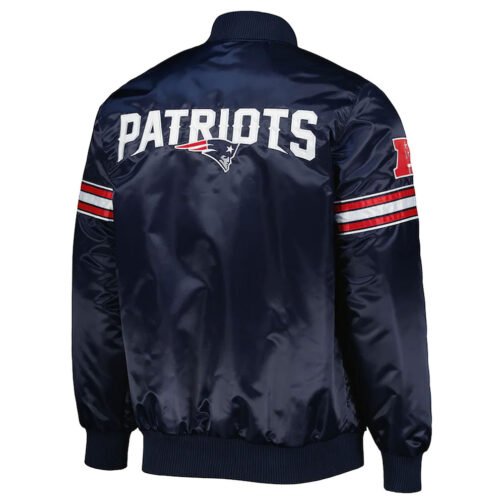 The Pick and Roll New England Patriots Navy Blue Satin Jacket - Image 2