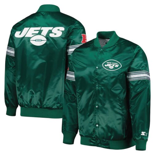 The Pick and Roll New York Jets Green Satin Jacket - Image 3
