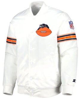 Chicago Bears The Power Forward White Full-Snap Satin Jacket