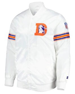 Denver Broncos The Power Forward White Satin Jacket