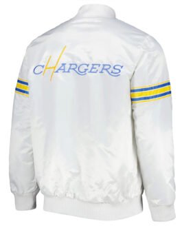 White The Power Forward LA Chargers Satin Jacket