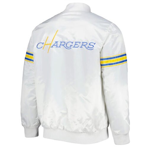 White The Power Forward LA Chargers Satin Jacket - Image 2