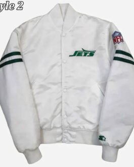 NY Jets The Power Forward White Satin Jacket