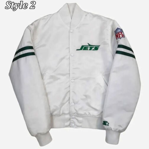 NY Jets The Power Forward White Satin Jacket - Image 2