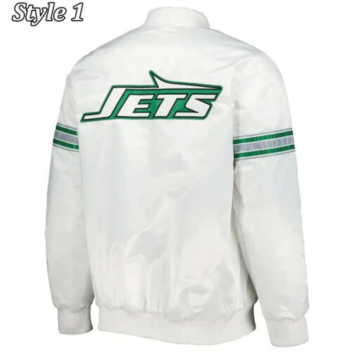 NY Jets The Power Forward White Satin Jacket - Image 3
