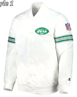 NY Jets The Power Forward White Satin Jacket