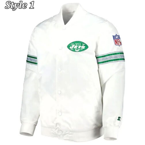 NY Jets The Power Forward White Satin Jacket