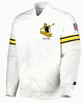 White Pittsburgh Steelers The Power Forward Satin Jacket