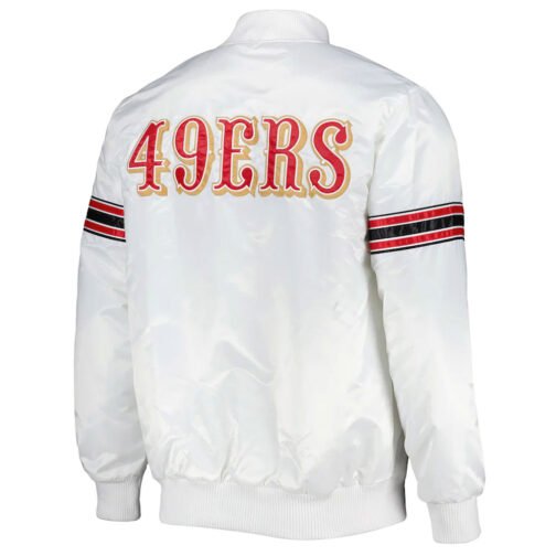 The Power Forward San Francisco 49ers White Satin Jacket - Image 2
