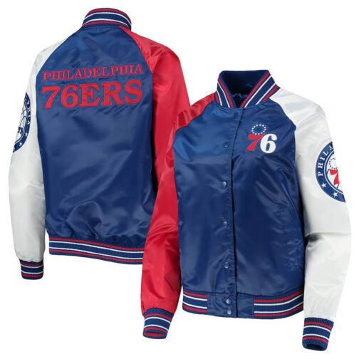 The Prospect Philadelphia 76ers Royal/Red Satin Jacket - Image 3