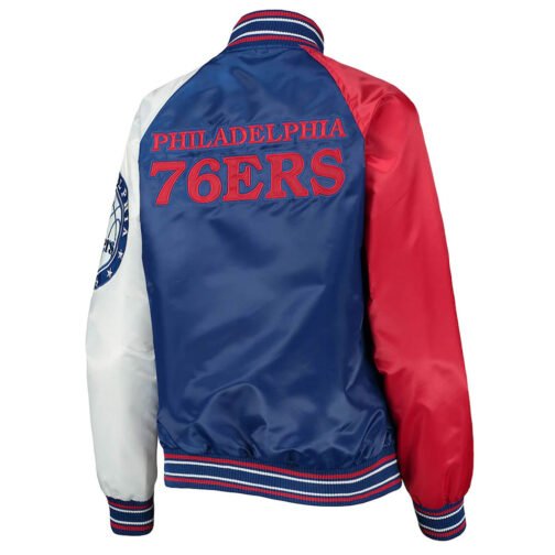 The Prospect Philadelphia 76ers Royal/Red Satin Jacket - Image 2