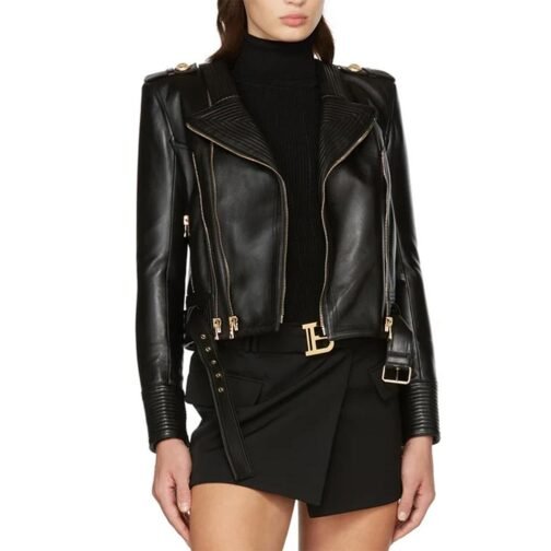 The Real Housewives of Potomac Candiace Dillard Black Leather Jacket - Image 4