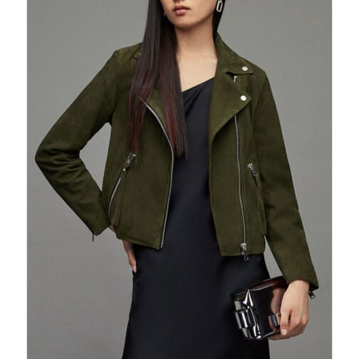 The Recruit Alexandra Petrachuk Green Suede Leather Jacket - Image 6