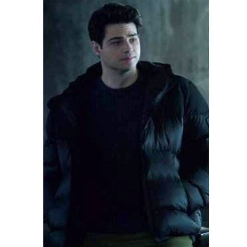 The Recruit Noah Centineo Black Down Hooded Jacket - Image 2