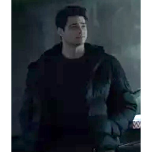 The Recruit Noah Centineo Black Down Hooded Jacket - Image 6