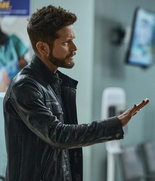 Matt Czuchry The Resident Season 05 Biker Black Leather Jacket - Image 9