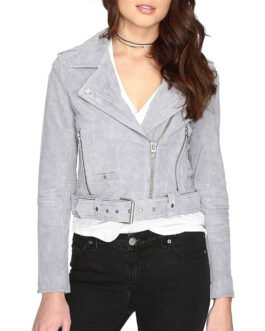 Midori Francis The Sex Lives of College Girls Gray Suede Jacket