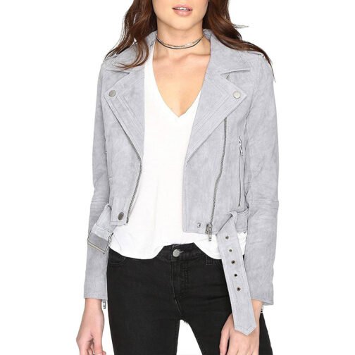 Midori Francis The Sex Lives of College Girls Gray Suede Jacket - Image 6