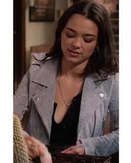 Midori Francis The Sex Lives of College Girls Gray Suede Jacket