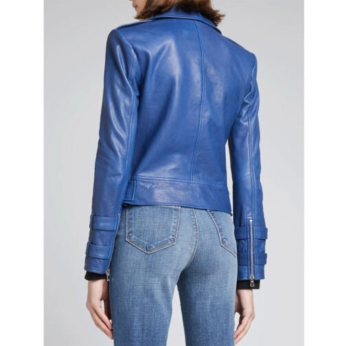 Renee Rapp The Sex Lives of College Girls S02 Moto Blue Leather Jacket - Image 3
